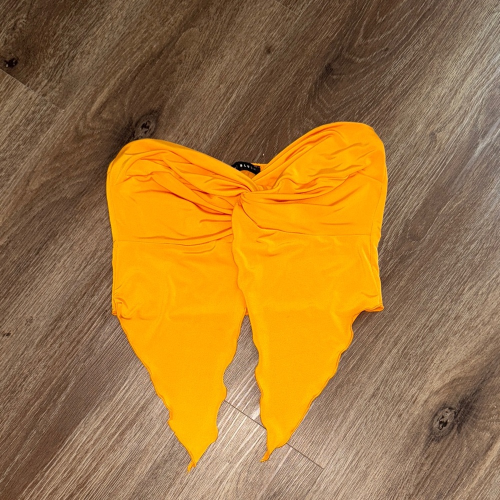 Blue Blush Orange Strapless Top